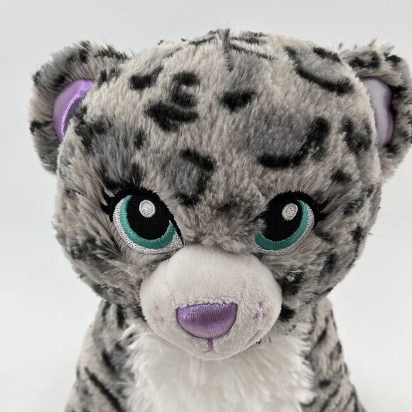 Sparkle Snow Leopard Teal Eyes Build A Bear Plush Purple Feet Spots RETIRED Rare - Picture 4 of 9